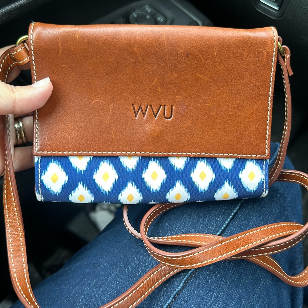 Barrington leather and canvas shoulder purse